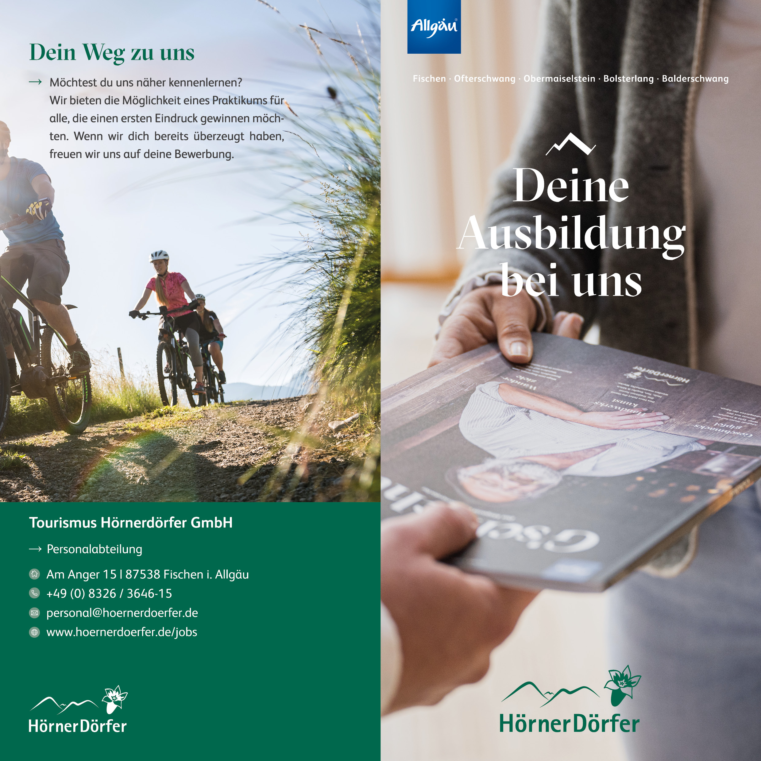 Umschlag des Ausbildungsflyers der Hörnerdörfer im Allgäu