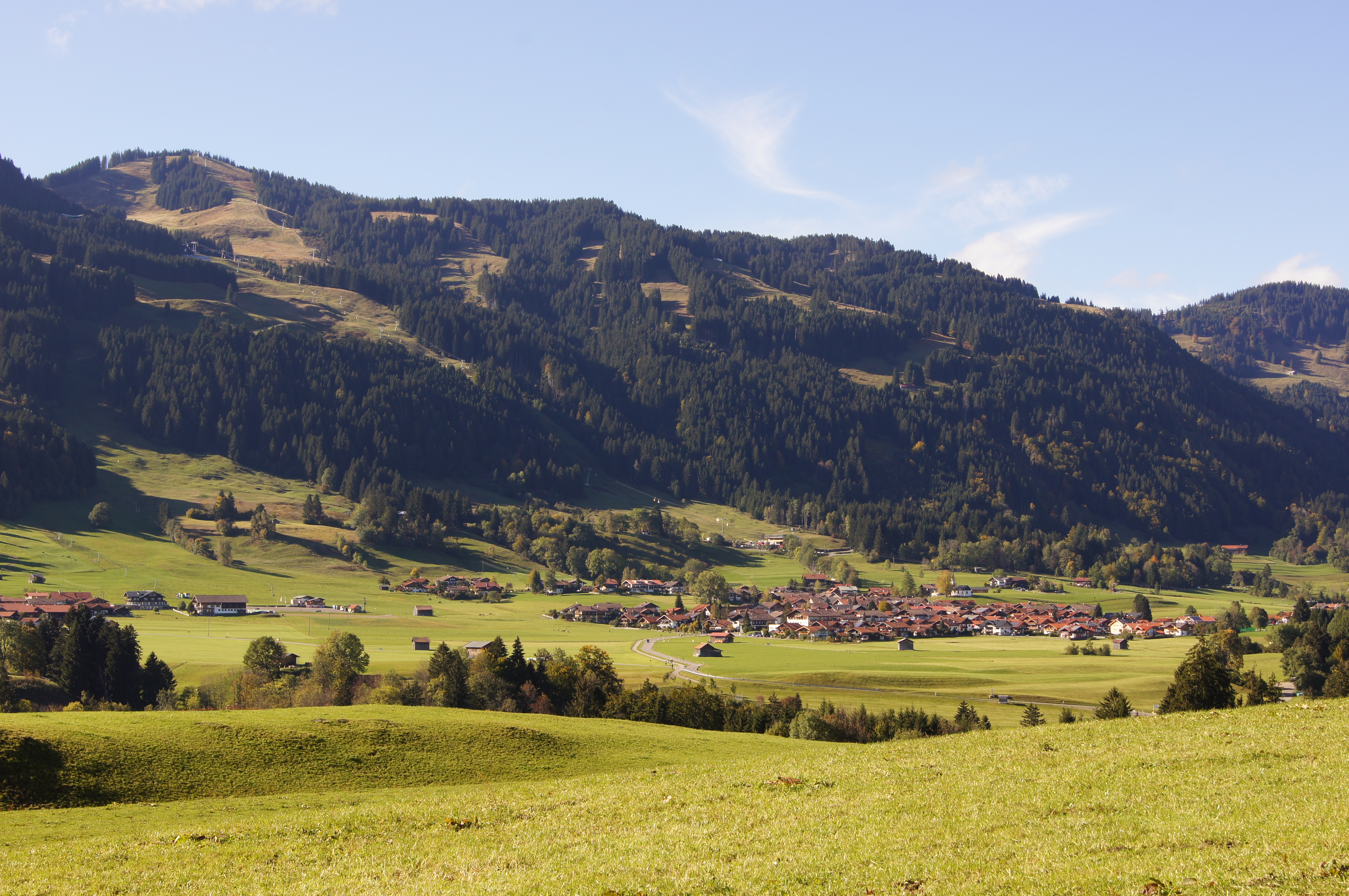 Aussicht auf Bolsterlang auf die Hörnerkette