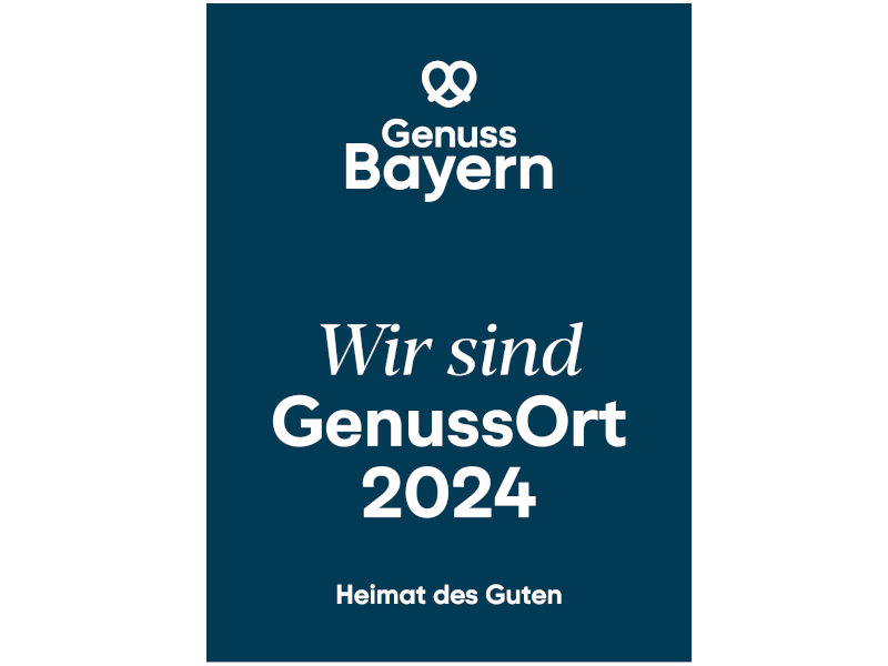 GenussOrt 2024 Ofterschwang Logo für die Auszeichnung Genuss Bayern. Wir sind GenussOrt2024 Ofterschwang im Allgäu.