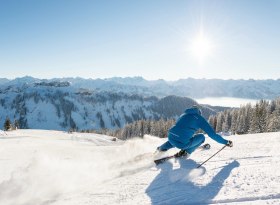 Skifahren für jedes Können auf den Skipisten in Grasgehren bei Obermaiselstein. Winterurlaub im Allgäu, © Tourismus Hörnerdörfer, F. Kjer