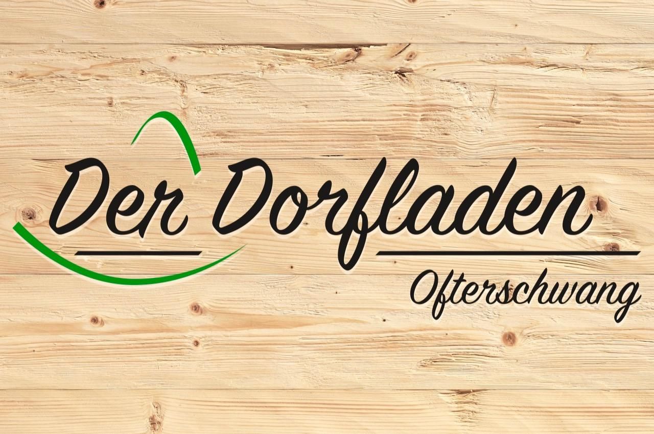 Schriftzug "Der Dorfladen" in geschwungener, schwarzer Schrift.