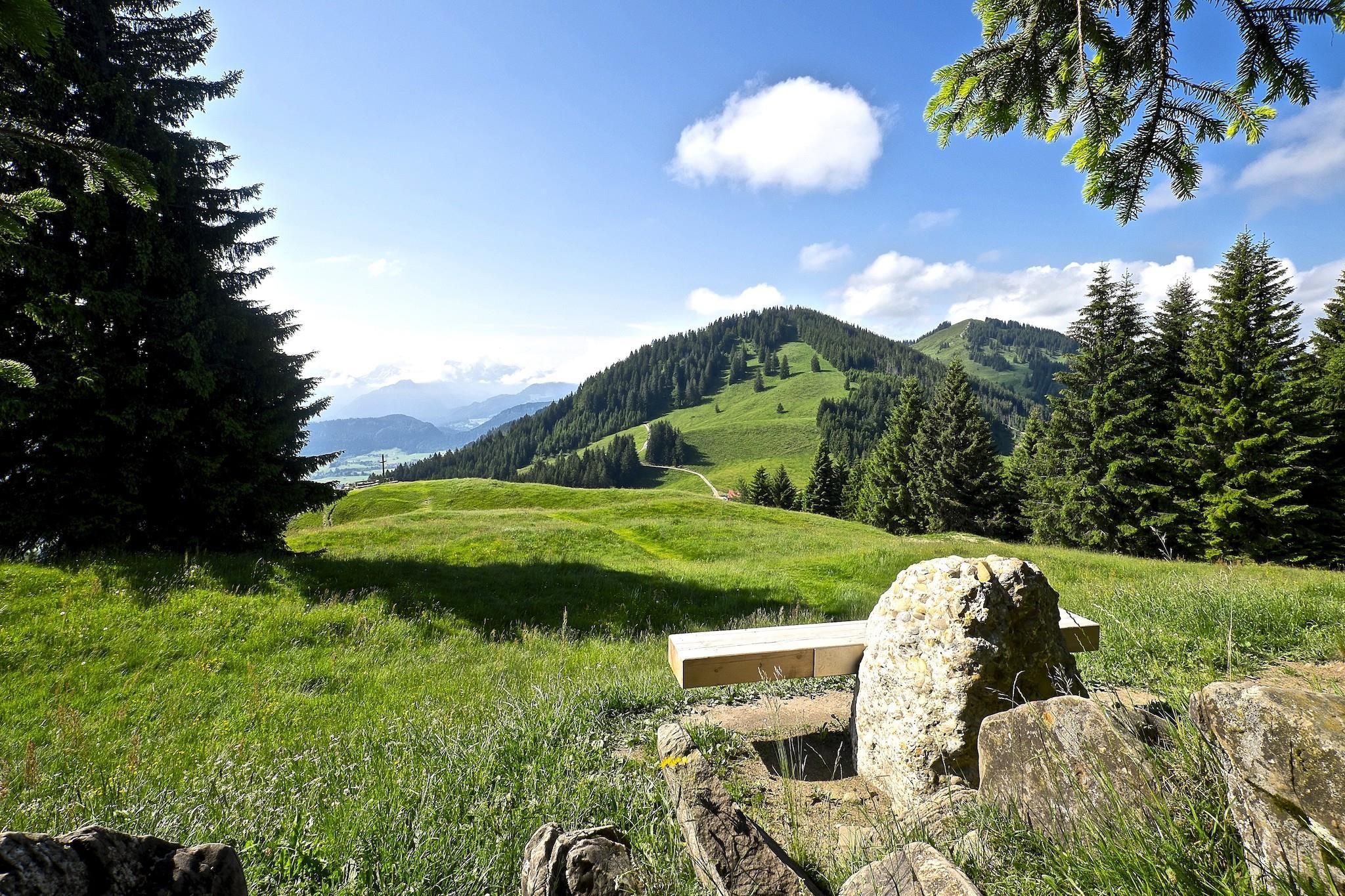 Sommerliche Bergwelt mit Blick vom Ofterschwanger Horn auf das Sigiswanger Horn