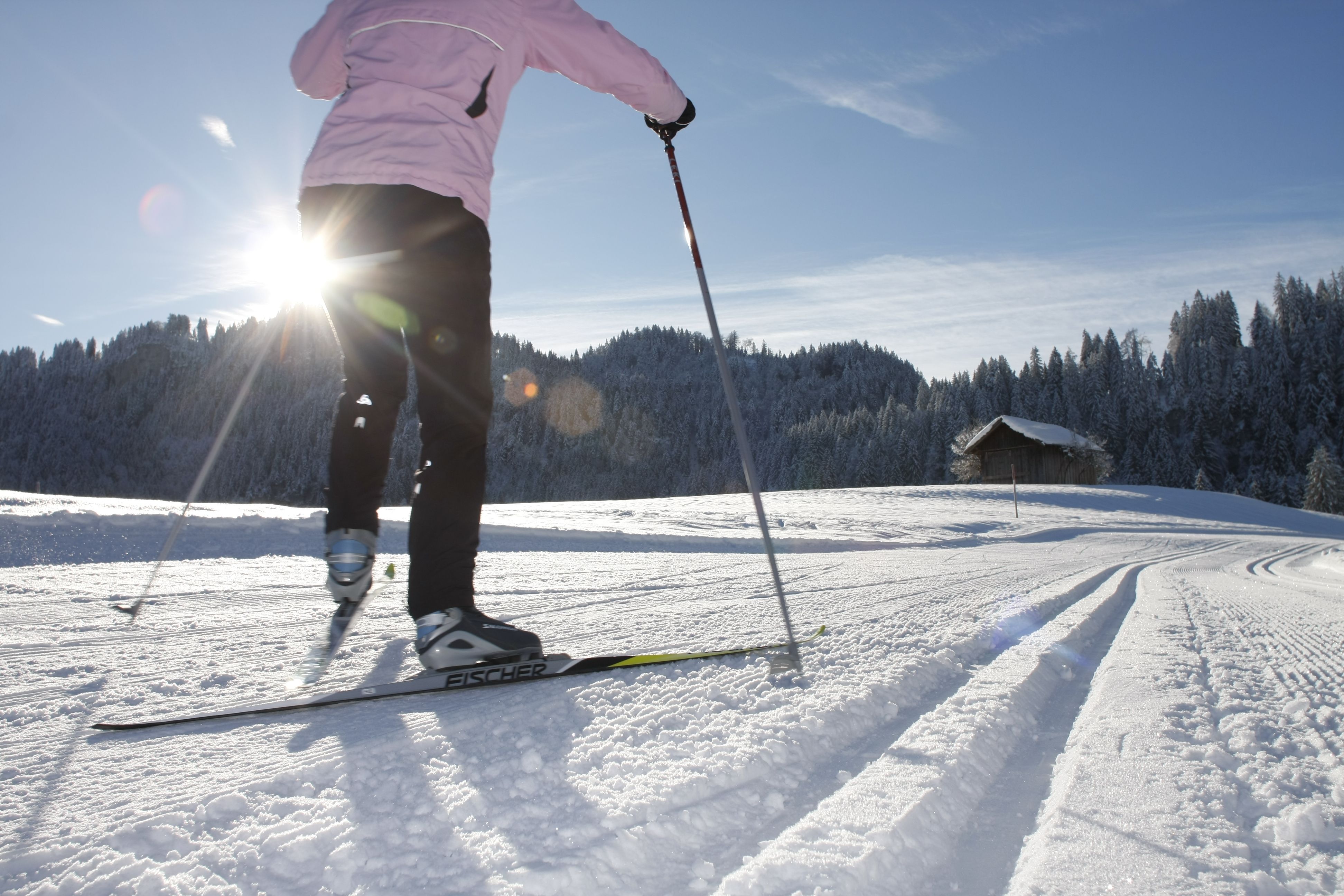 Langlaufen auf der Berger Loipe in Fischen im Allgäu
