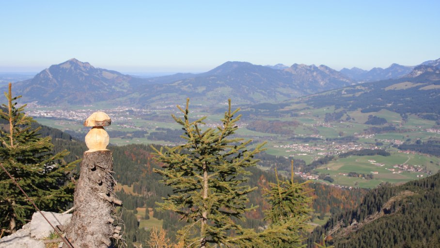 Holzskulptur nebem Gipfelkreuz