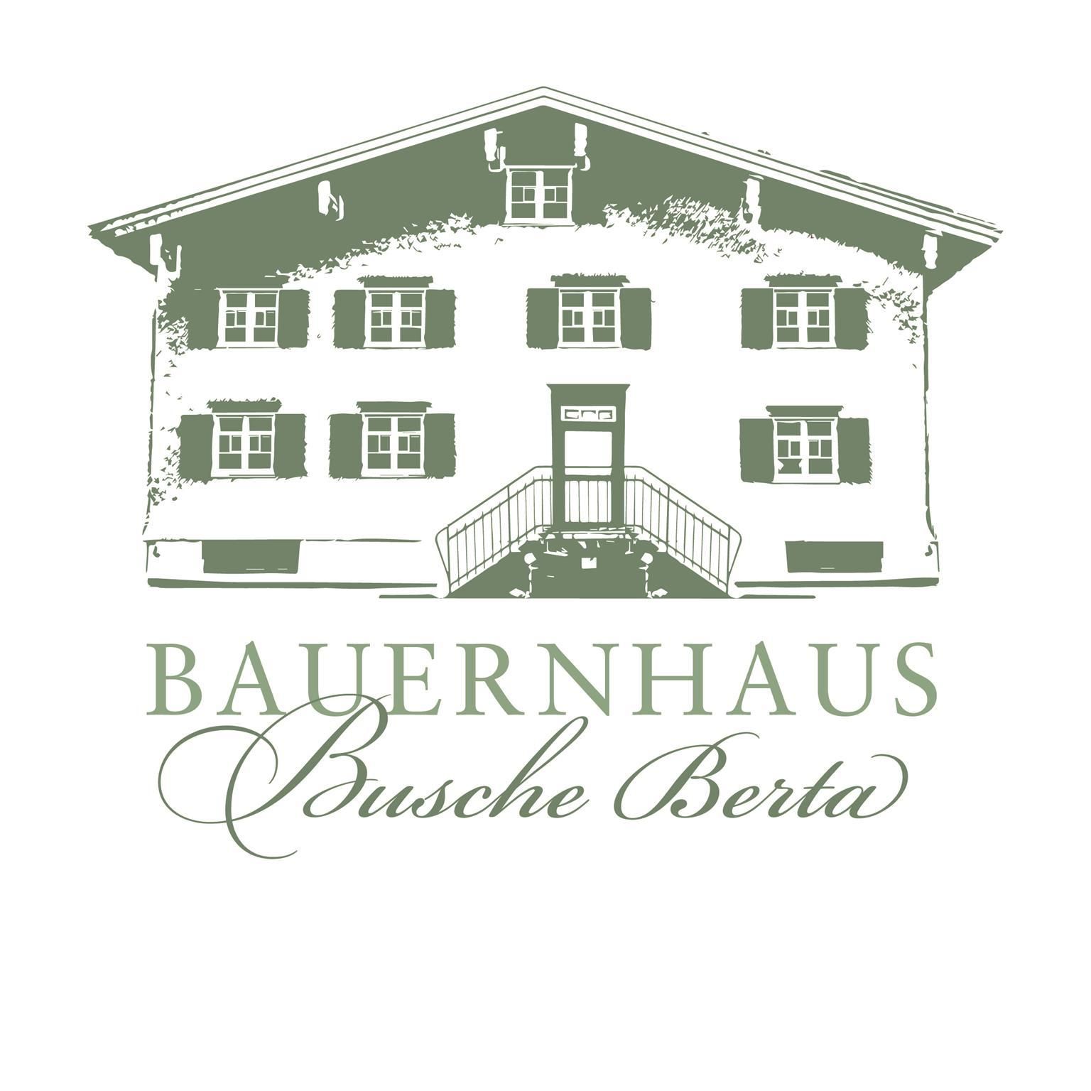 Logo "Bauernhaus Busche Berta" mit Illustration eines Bauernhauses.